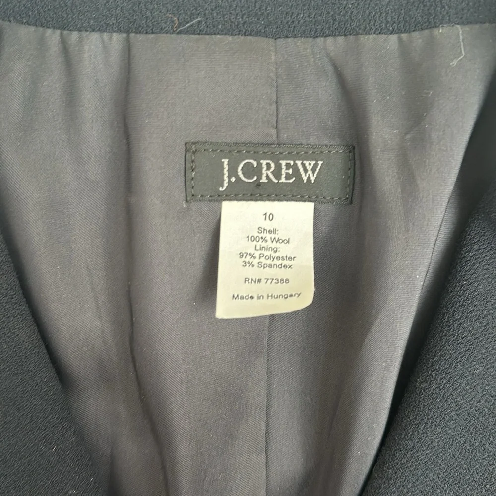 J Crew 100% Wool Black Blazer Size 10